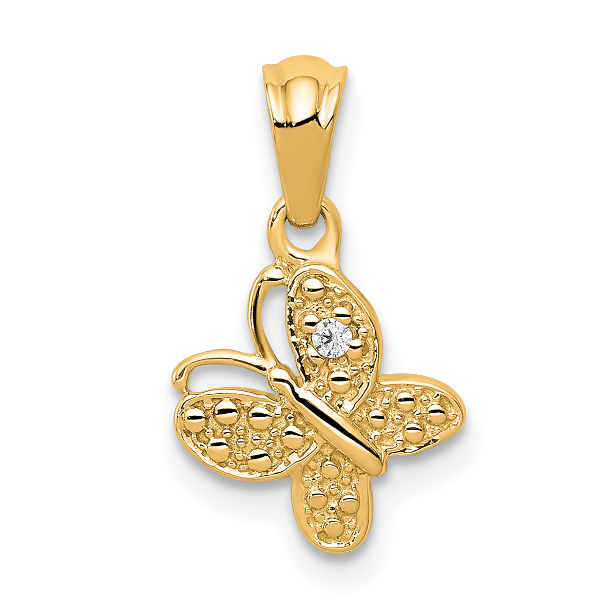 14k Polished .01ct. Diamond Butterfly Pendant