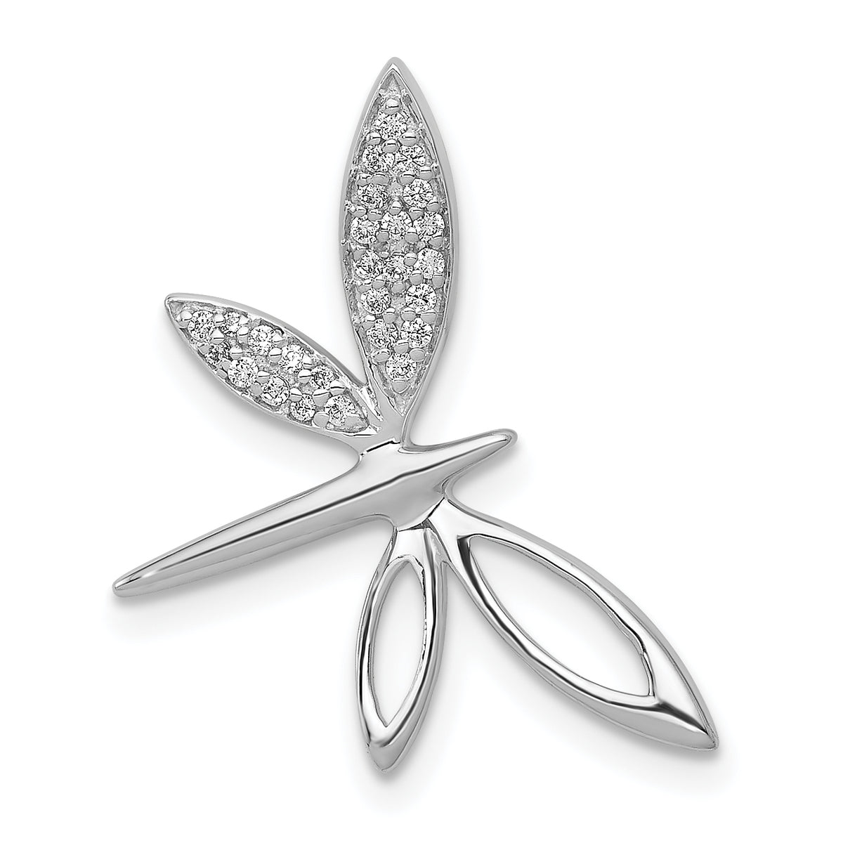 14k White Gold Diamond Dragonfly Chain Slide