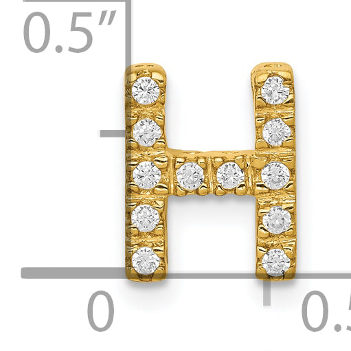 10K  Diamond Letter H Initial Charm