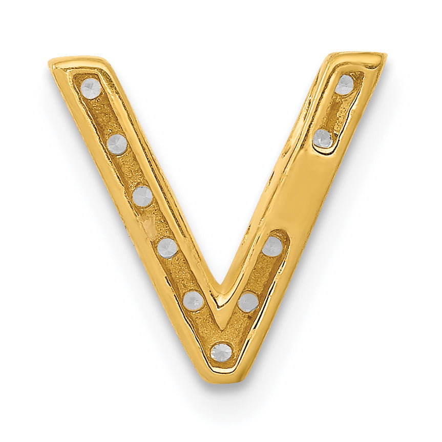 10K  Diamond Letter V Initial Charm