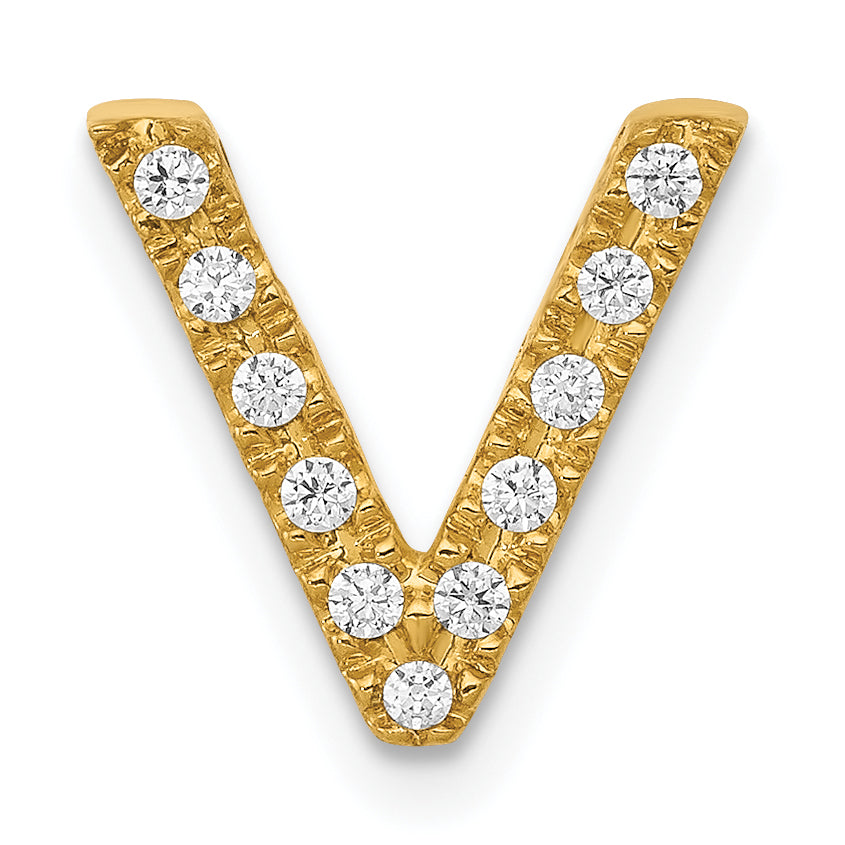 10K  Diamond Letter V Initial Charm