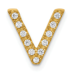 10K  Diamond Letter V Initial Charm