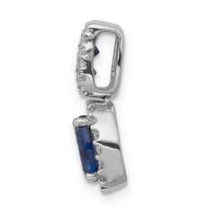 14K White Gold Lab Grown Diamond and Created Blue Sapphire Halo Pendant