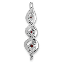 10k White Gold Lab Grown Diamond and Created Ruby Twisted Chain Slide