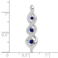 10k White Gold Lab Grown Diamond and Cr Blue Sapphire Twist Chain Slide