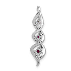 14K White Gold Lab Grown Diamond and Created Ruby Twisted Chain Slide