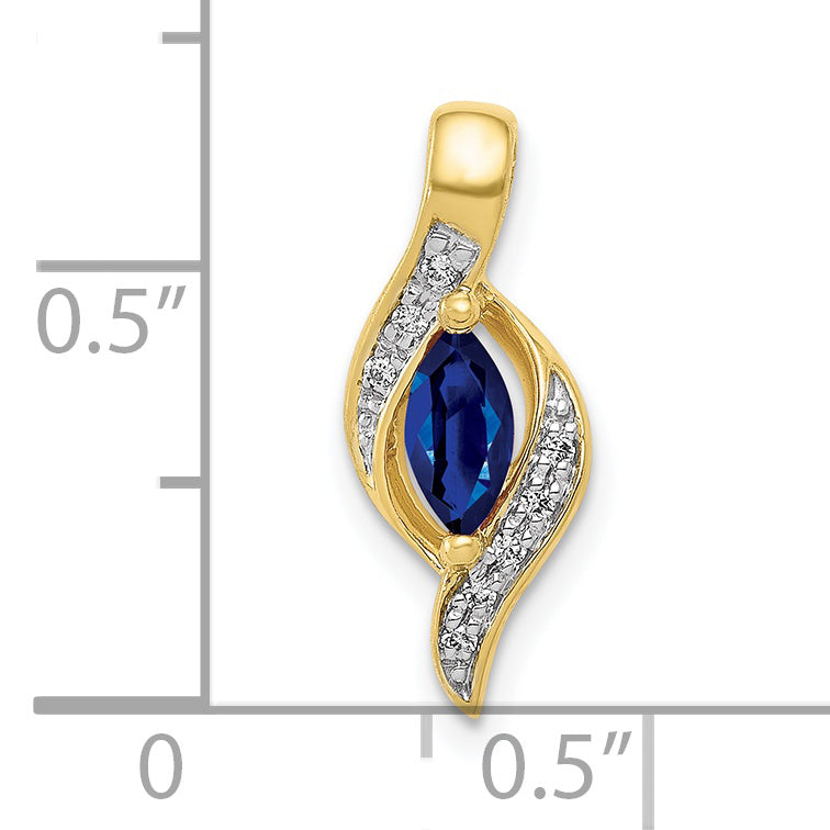 10k Diamond and Marquise .29 Sapphire Pendant