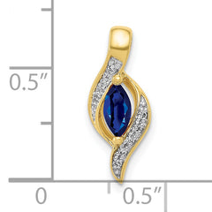 10k Diamond and Marquise .29 Sapphire Pendant