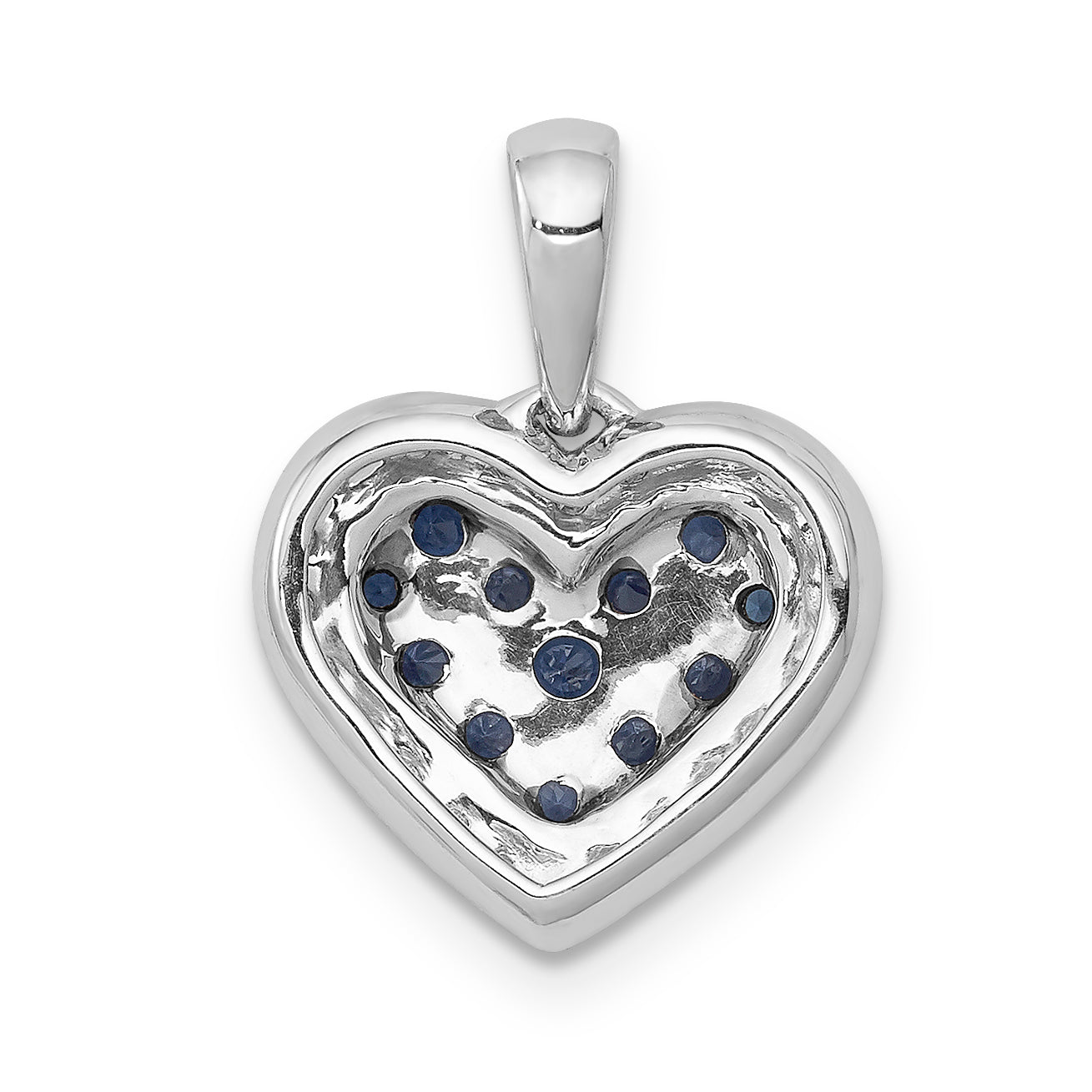 14k White Gold Diamond and .31 Sapphire Heart Pendant