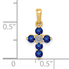 10K Sapphire and Diamond Cross Pendant