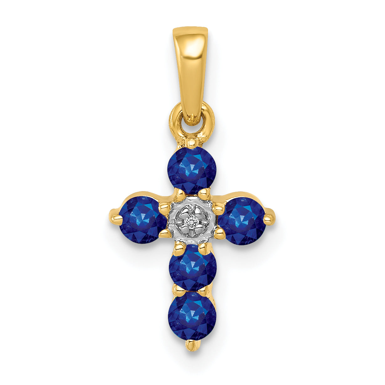 10K Sapphire and Diamond Cross Pendant