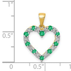 14k Diamond and Emerald Heart Pendant