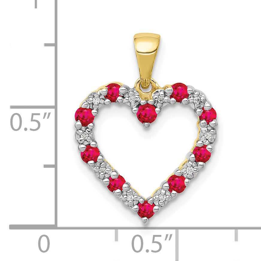 10k Diamond and .35 Ruby Heart Pendant