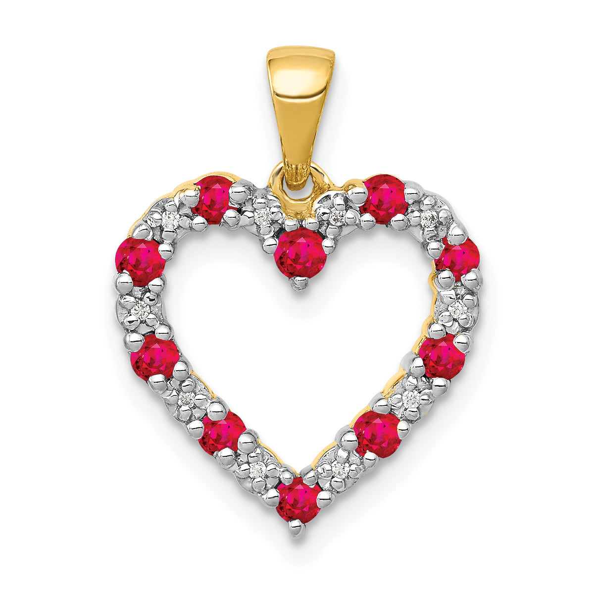 10k Diamond and .35 Ruby Heart Pendant