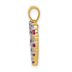 14k Diamond and .35 Ruby Heart Pendant