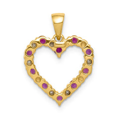 14k Diamond and .35 Ruby Heart Pendant