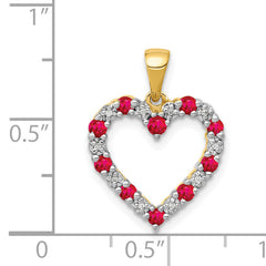 14k Diamond and .35 Ruby Heart Pendant