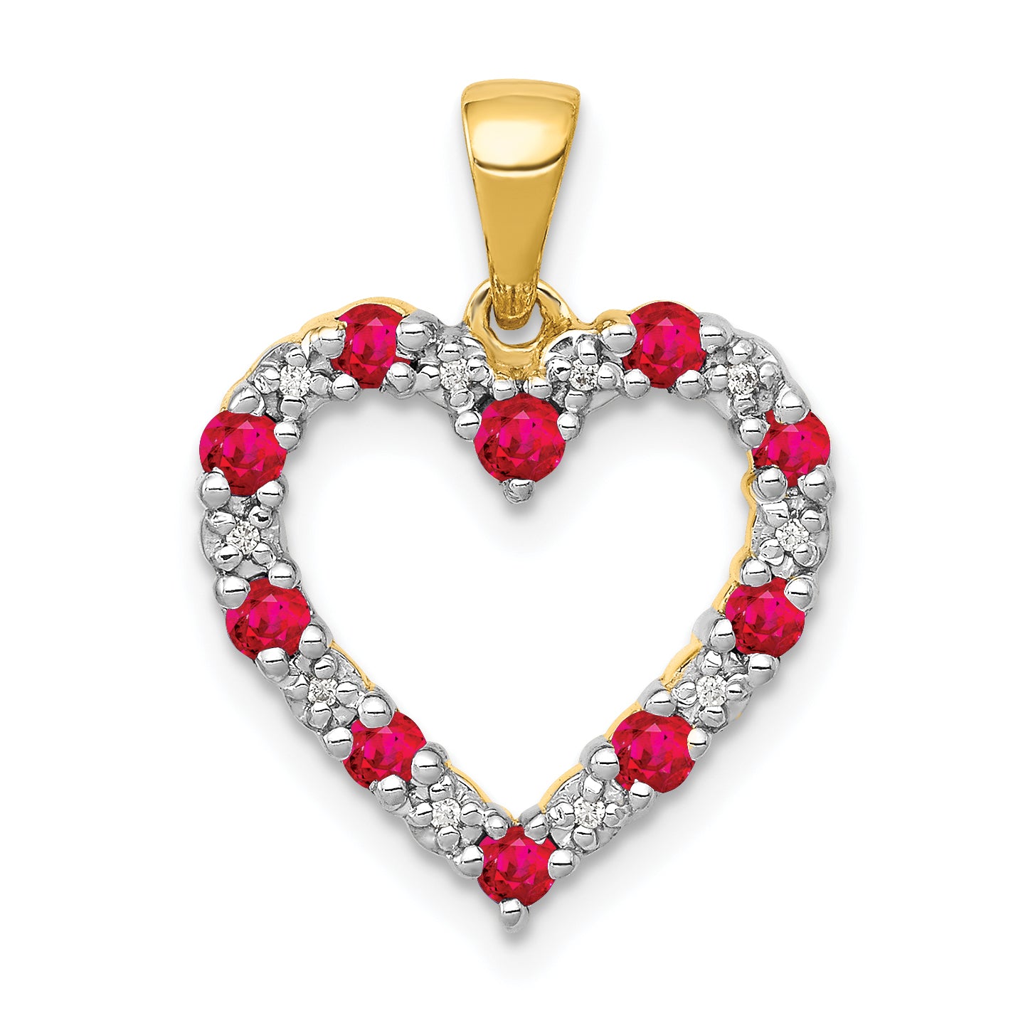 14k Diamond and .35 Ruby Heart Pendant