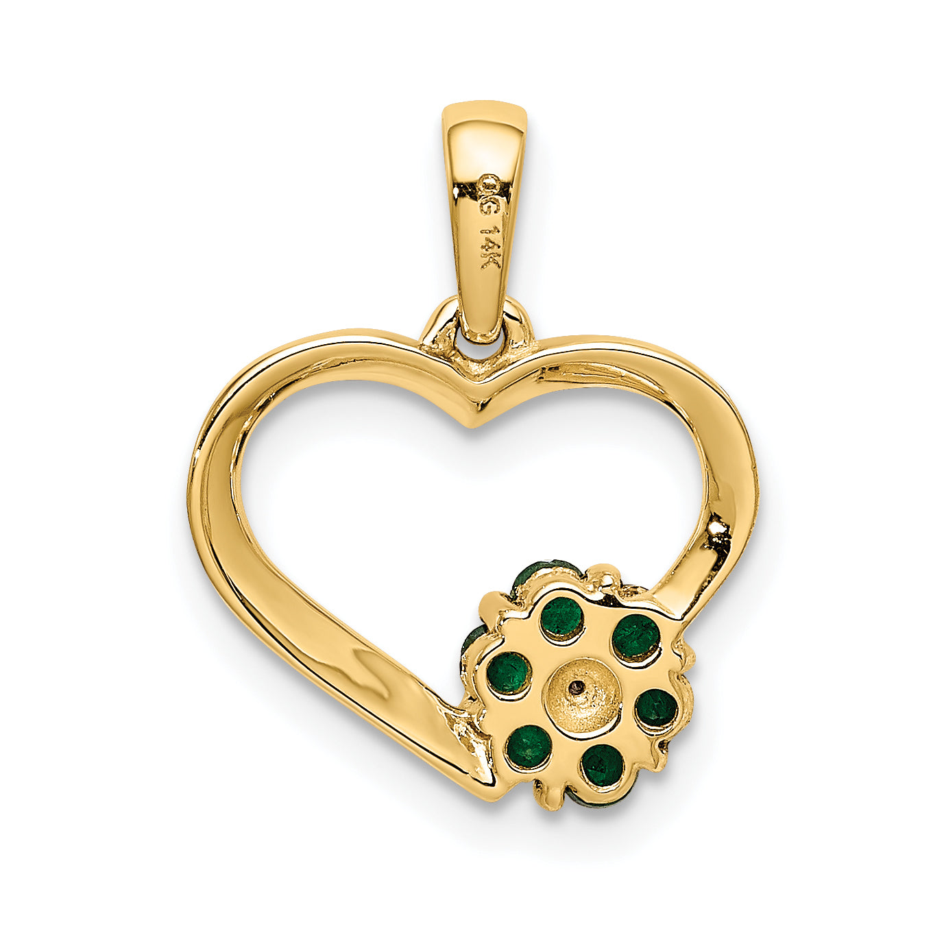 10k Diamond and Emerald Heart and Flower Pendant