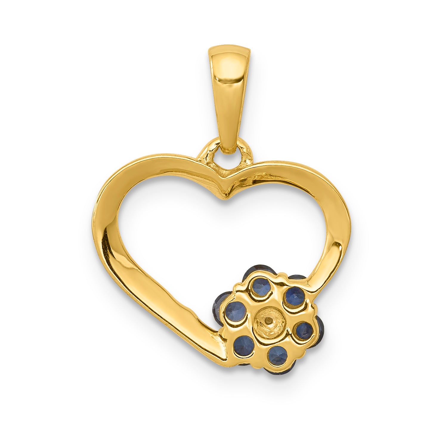 10k Diamond and Sapphire Heart w/ Flower Pendant