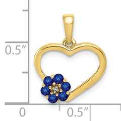 10k Diamond and Sapphire Heart w/ Flower Pendant