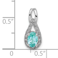 14k White Gold Lab Grown Diamond and Cr Paraiba Teardrop Halo Pendant