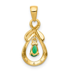 10k Pear Emerald and Diamond Pendant