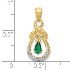 10k Pear Emerald and Diamond Pendant