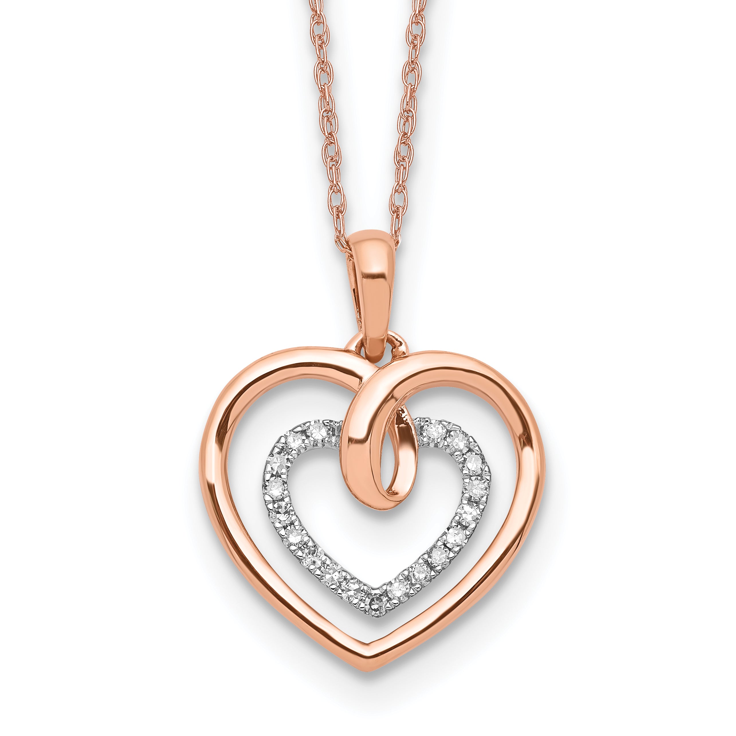 14K Two-Tone Lab Grown Diamond Hearts Necklace