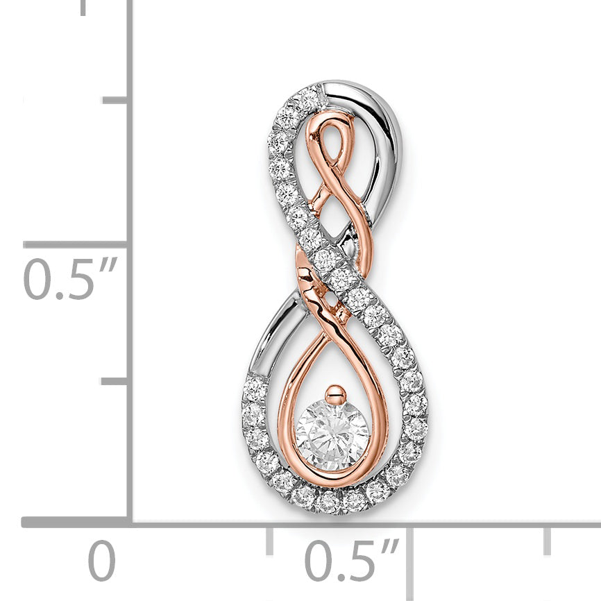 14k Two-tone White and Rose Infinity Diamond Chain Slide