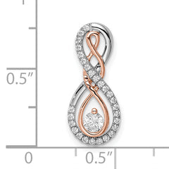 14k Two-tone White and Rose Infinity Diamond Chain Slide