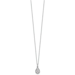 14k White Gold Teardrop Complete Lab Grown Diamond Pendant w/ chain