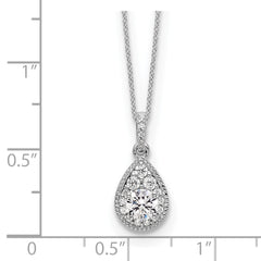 14k White Gold Teardrop Complete Lab Grown Diamond Pendant w/ chain