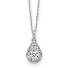 14k White Gold Teardrop Complete Lab Grown Diamond Pendant w/ chain