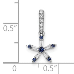 14k White Gold Blue Sapphire and Diamond Star Pendant