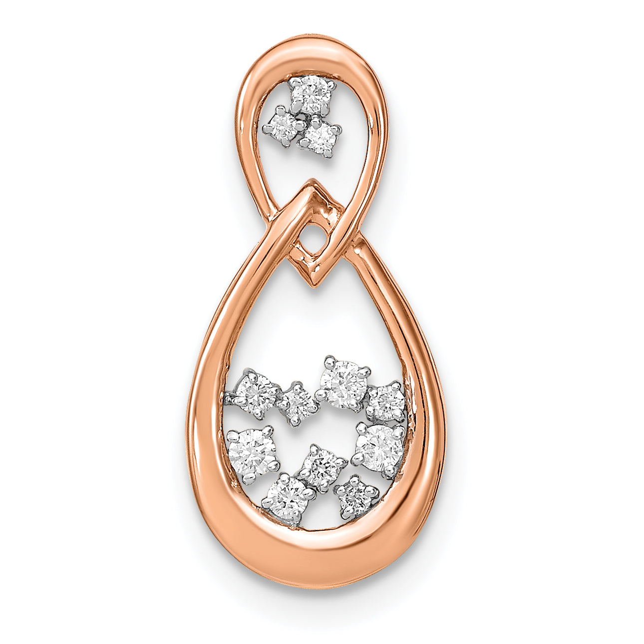 14K Rose Gold Lab Grown Diamond Double Teardrop Chain Slide