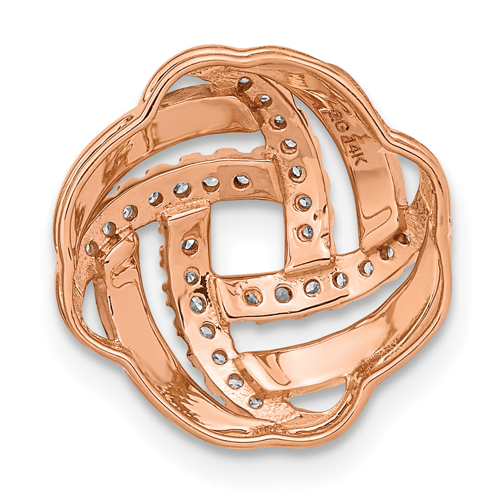 14K Rose Gold Lab Grown Diamond Love Knot Chain Slide