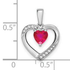 14k White Gold Ruby and Diamond Heart Pendant