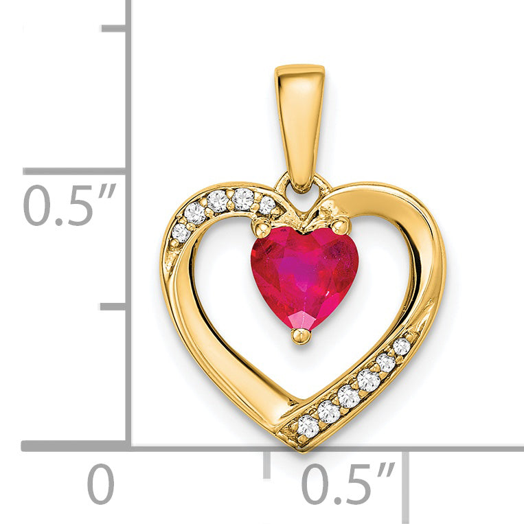 14k Ruby and Diamond Heart Pendant