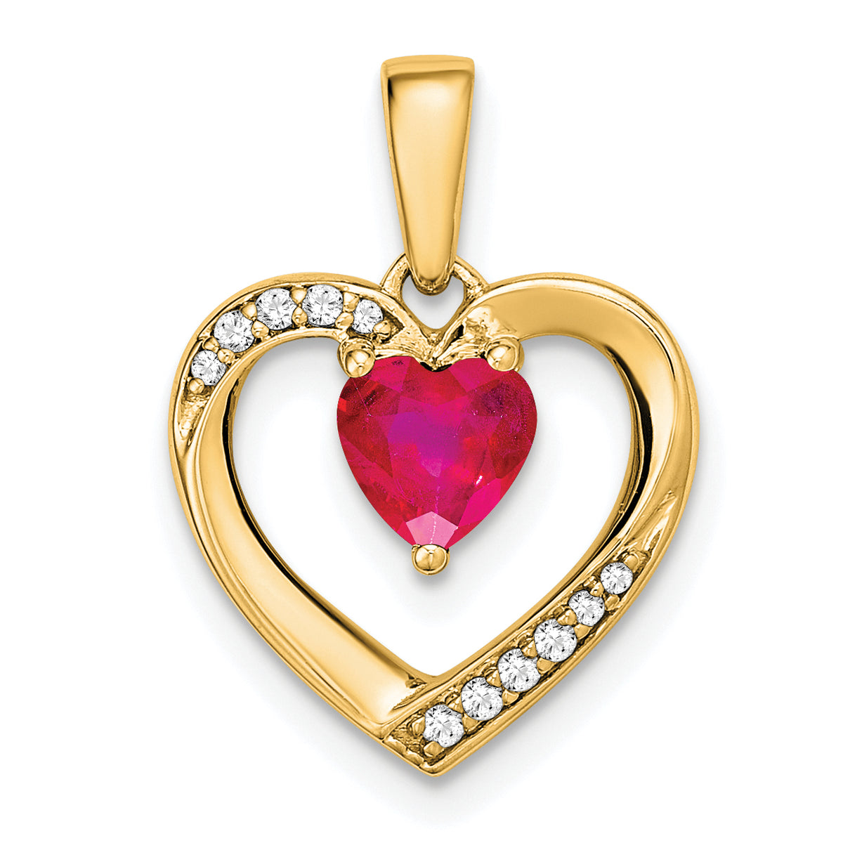 14k Ruby and Diamond Heart Pendant