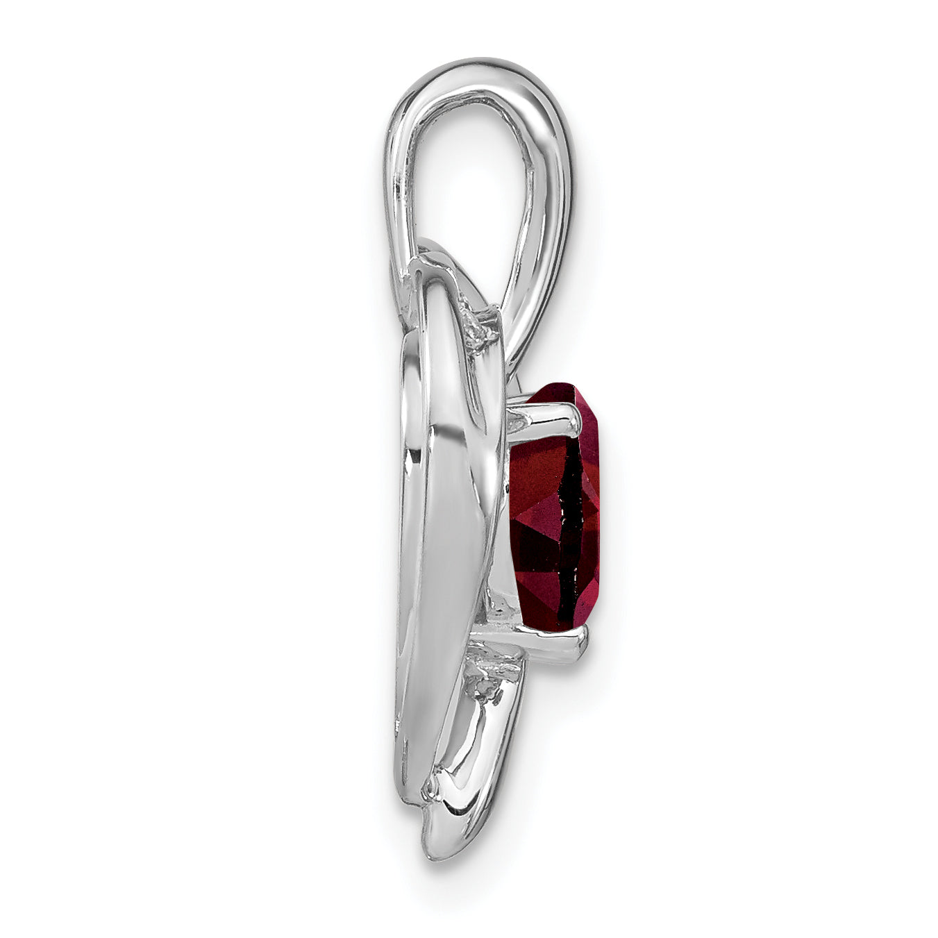 14k White Gold Garnet and Diamond Heart Pendant