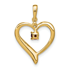 14k Garnet and Diamond Heart Pendant