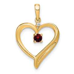 14k Garnet and Diamond Heart Pendant