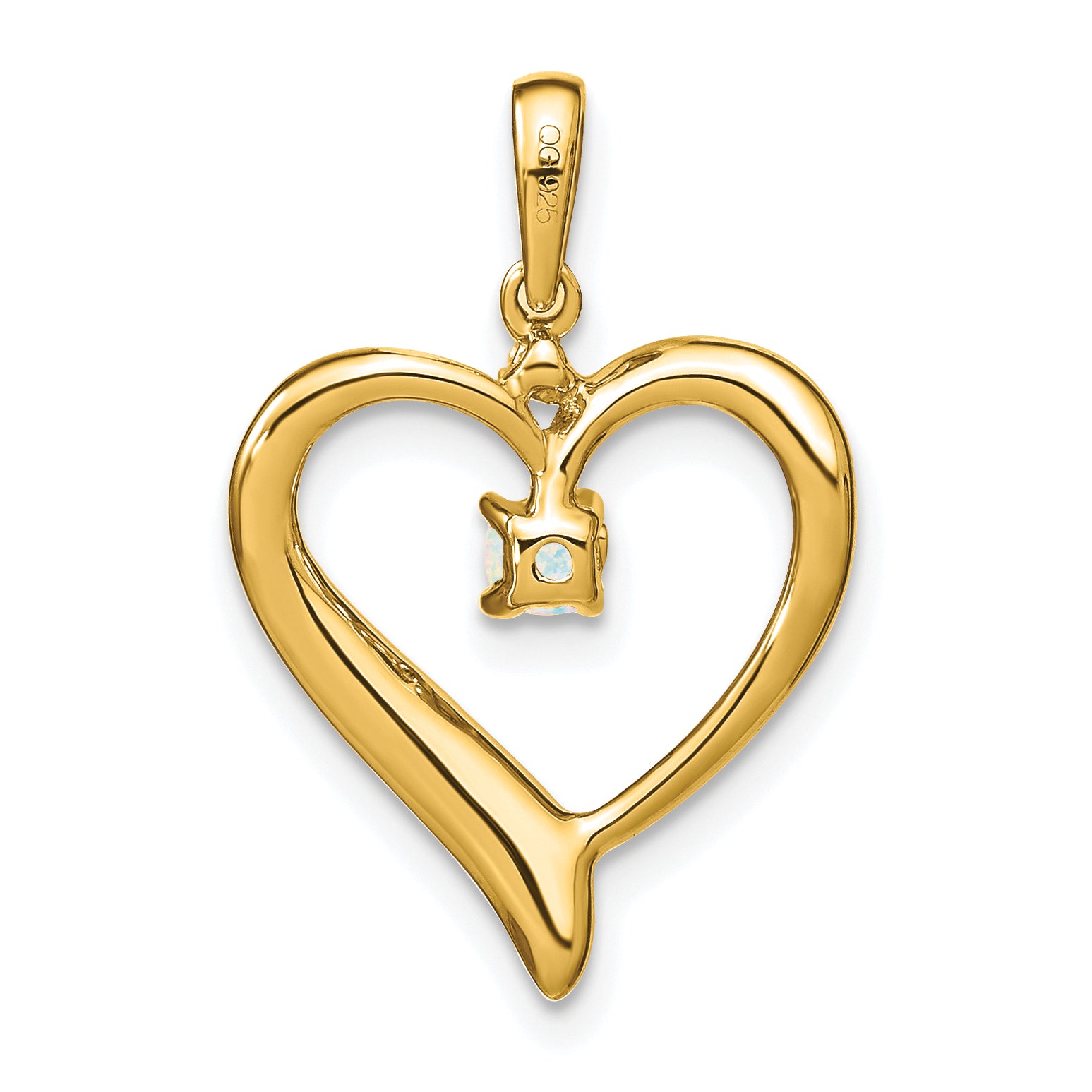 14k Created Opal and Diamond Heart Pendant