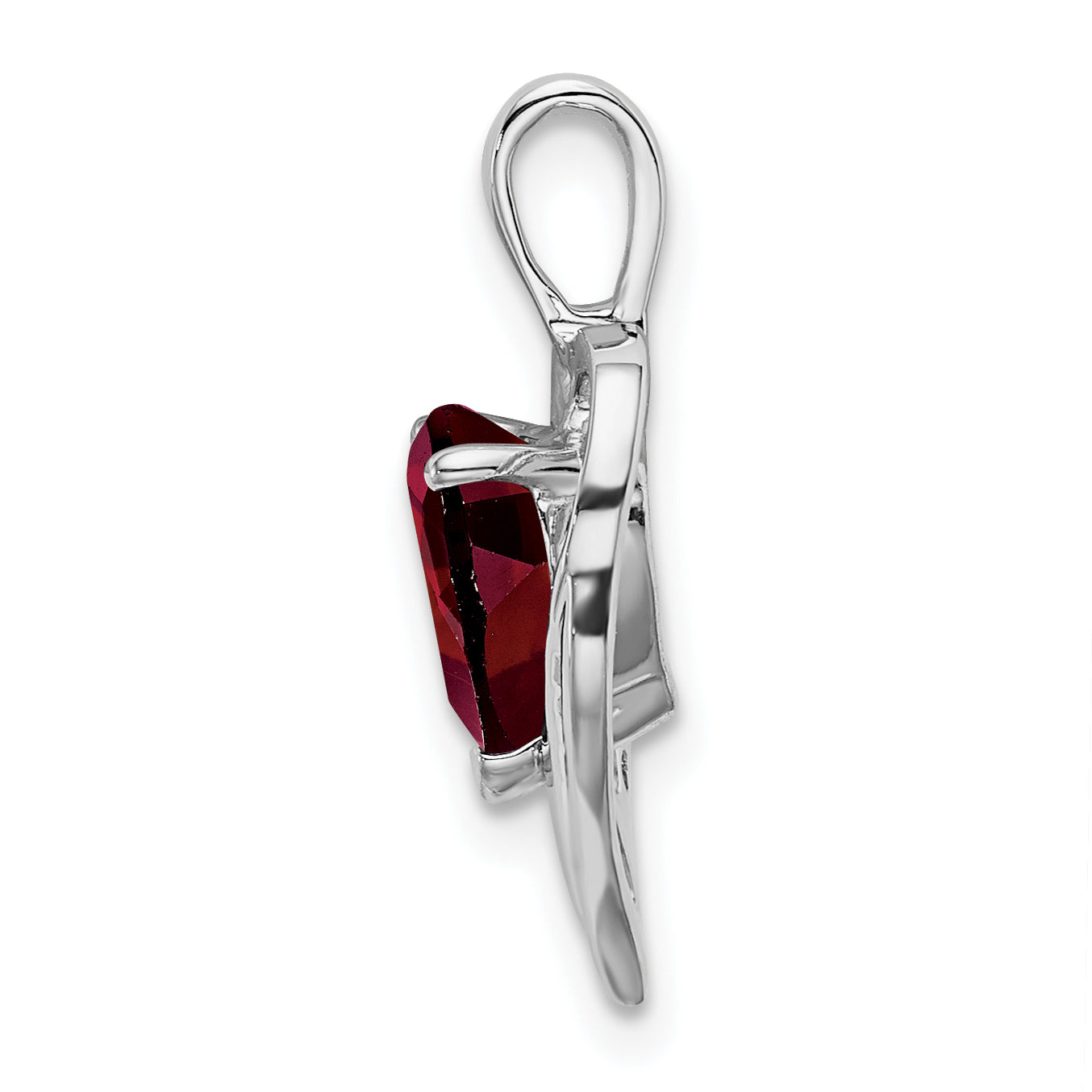 14k White Gold Garnet and Diamond Heart Pendant