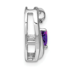 Sterling Silver Rhodium-plated Amethyst and Diamond Pendant