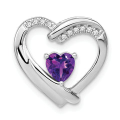 Sterling Silver Rhodium-plated Amethyst and Diamond Pendant