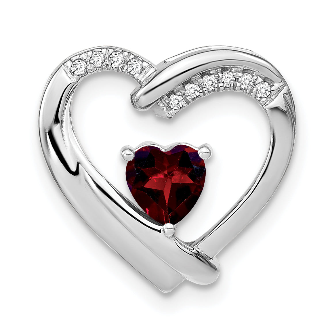 Sterling Silver Rhodium-plated Garnet and Diamond Pendant