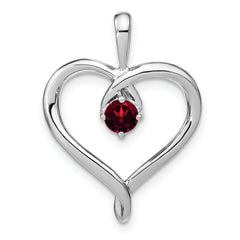 14k White Gold Garnet Heart Pendant