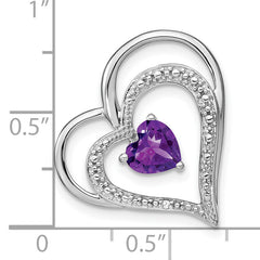 10k White Gold Amethyst and Diamond Heart Chain Slide